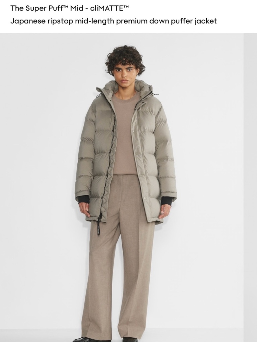 Aritzia Super Puff Mid Puffer Jacket - Modern Taupe - Picture 2 of 8